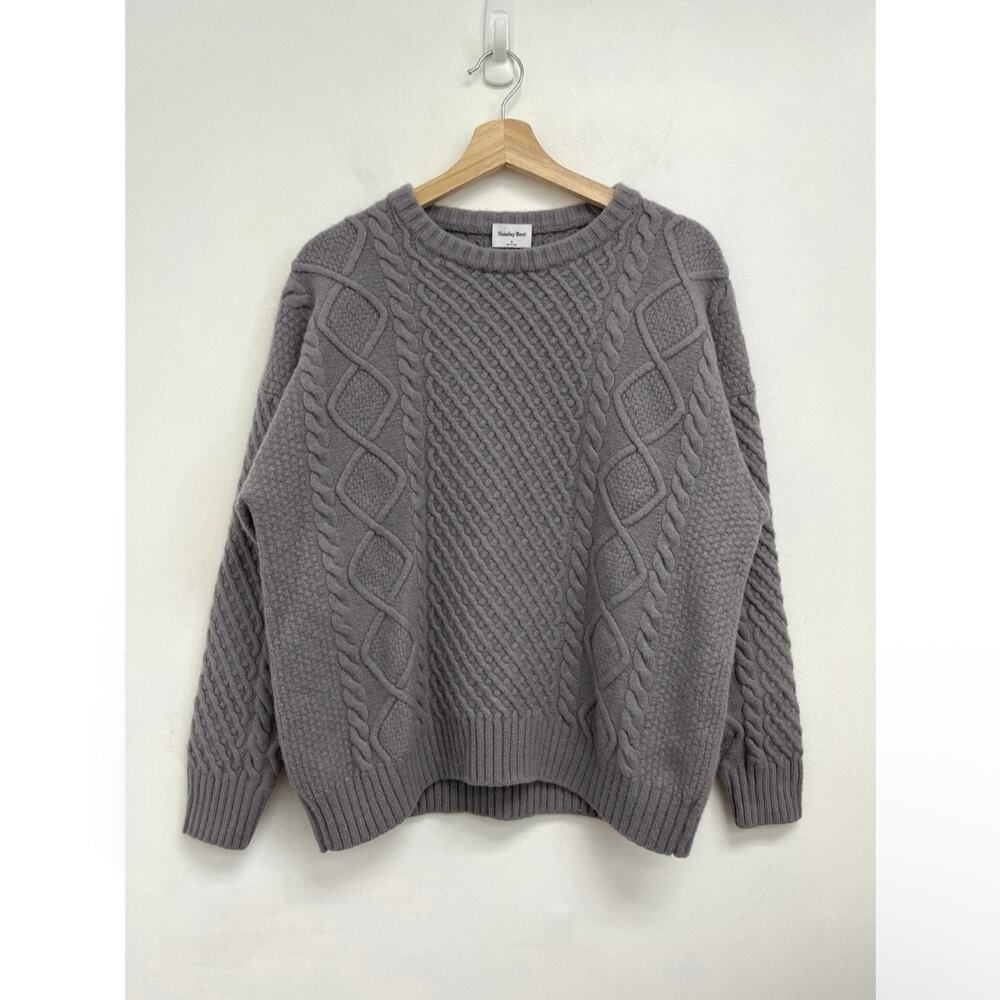 Aritzia Sunday Best Peggy Chunky Cable Knit Merino Wool Oversized Sweater Small - Picture 8 of 8